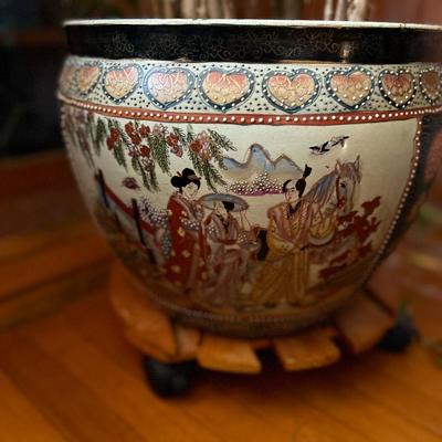 Ficus plant in Asian pot - very ornate