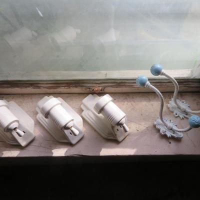5 Vintage Art Deco Original Porcelain Wall Sconce 1930's/40's & a 2 hooks