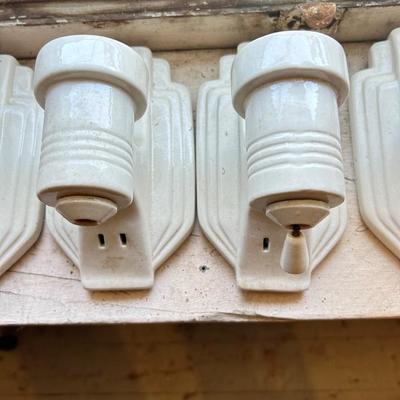 5 Vintage Art Deco Original Porcelain Wall Sconce 1930's/40's & a 2 hooks