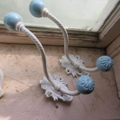 5 Vintage Art Deco Original Porcelain Wall Sconce 1930's/40's & a 2 hooks