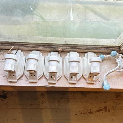 5 Vintage Art Deco Original Porcelain Wall Sconce 1930's/40's & a 2 hooks