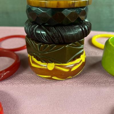 Bakelite Bracelet Lot of 37 Bangle Bracelet and some earrings
