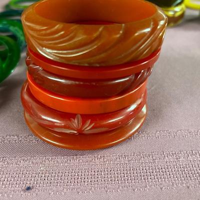 Bakelite Bracelet Lot of 37 Bangle Bracelet and some earrings