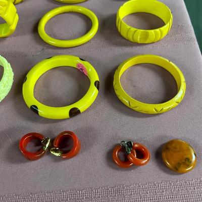 Bakelite Bracelet Lot of 37 Bangle Bracelet and some earrings