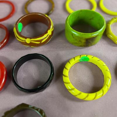 Bakelite Bracelet Lot of 37 Bangle Bracelet and some earrings