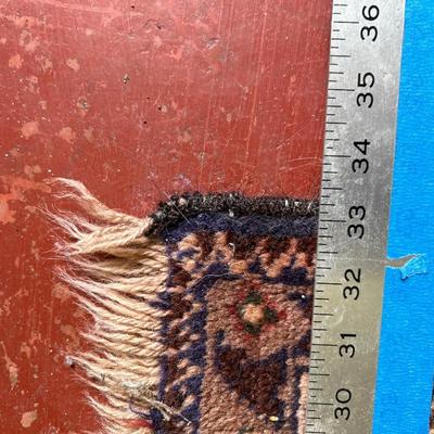 Vintage Turkish Anatolian Handmade Blue and Red Small Rug 33" x 62"