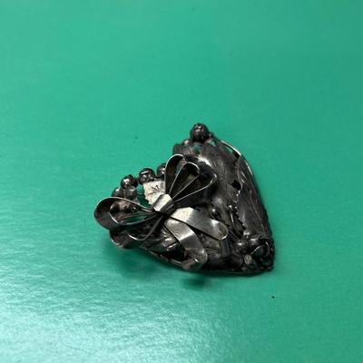 Hobe Sterling Silver Heart Pendant / Brooch