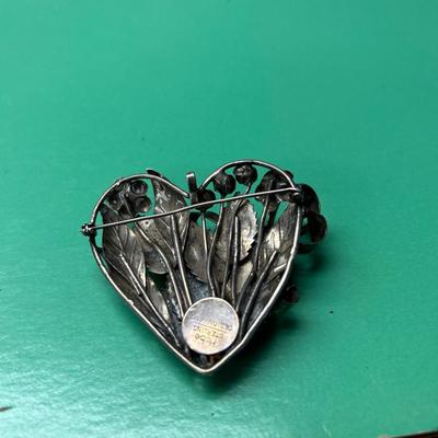 Hobe Sterling Silver Heart Pendant / Brooch