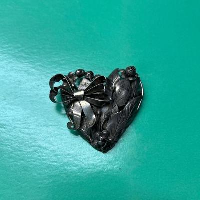Hobe Sterling Silver Heart Pendant / Brooch