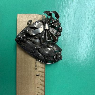 Hobe Sterling Silver Heart Pendant / Brooch