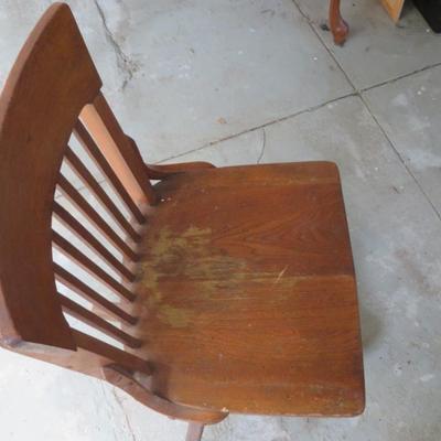 ANTIQUE Johnson Chair Co Swivel Desk Bankers Lawyers Cast Iron Oak Wood Gunlocke