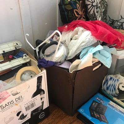 Sewing room Lot - All seen - boxes full, Plastic containers - Trim - Linen ++++