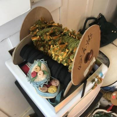 Sewing room Lot - All seen - boxes full, Plastic containers - Trim - Linen ++++