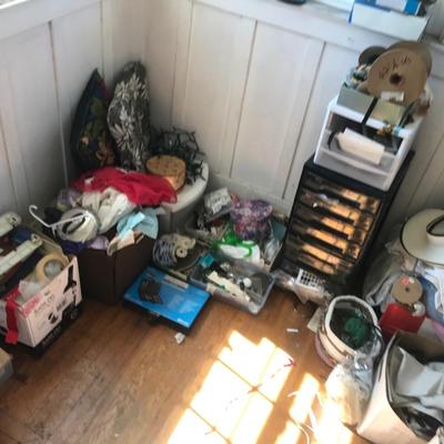 Sewing room Lot - All seen - boxes full, Plastic containers - Trim - Linen ++++