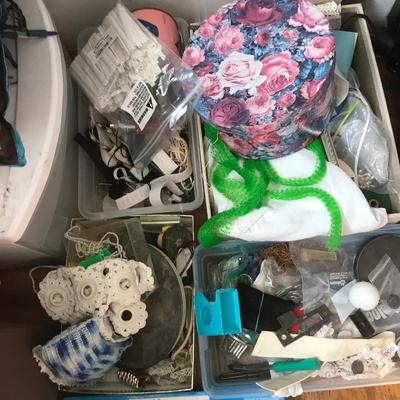 Sewing room Lot - All seen - boxes full, Plastic containers - Trim - Linen ++++
