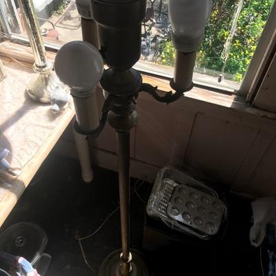 Beautiful Vintage Four-Light Floor Lamp â€“ White Onyx Stone Base â€“ VGC â€“ WORKS