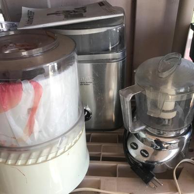 Small kitchen Apliance lot all seen on shelves and table