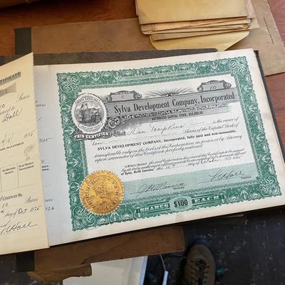 Vintage Sylva Development Company Paperwork and Certificates