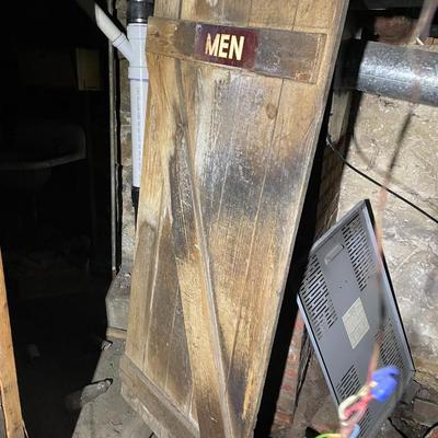 Vintage Basement Bathroom Barn Door