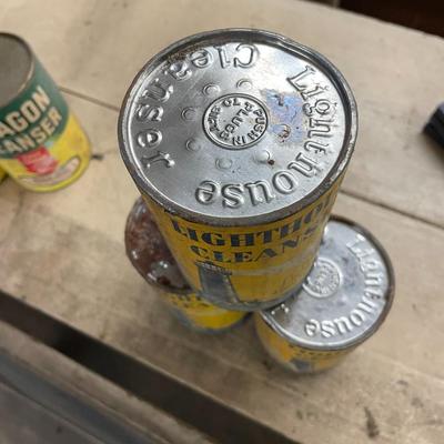 Set of Three Cans of Vintage Lighthouse Cleanser Lot