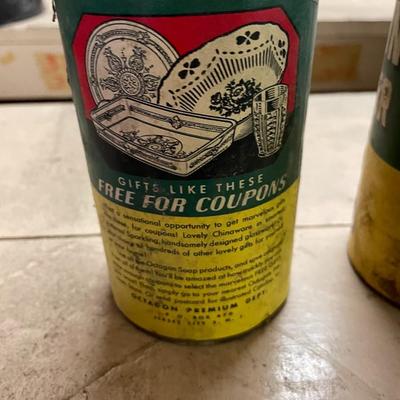 Set of Three Cans of Vintage Octagon Cleanser