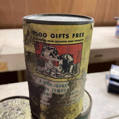 Set of Three Cans of Vintage Octagon Cleanser