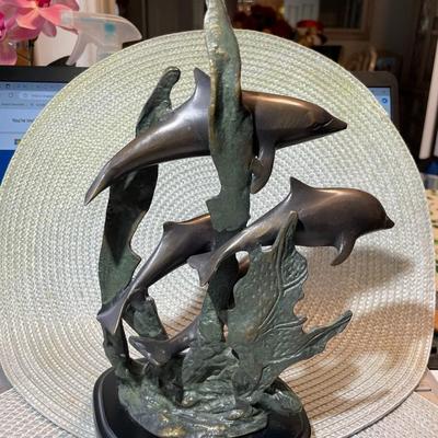 Vintage Mid-Century Bronze 4-Dolphins Figurines 10