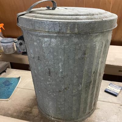 Vintage Small Galvanized Trash Can