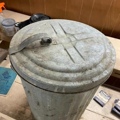 Vintage Small Galvanized Trash Can
