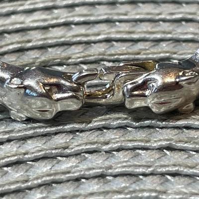 Vintage Sterling Silver 7" Long 1/4" Wide Panther/Animal Head Bracelet in VG Preowned Condition as Pictured.