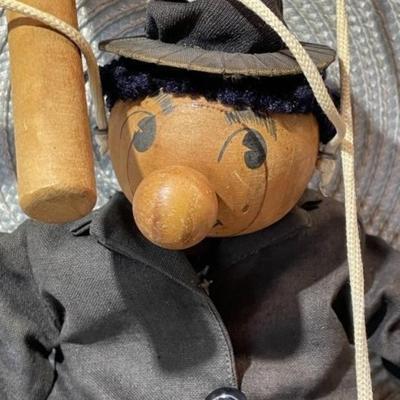 Handmade Original Rag Doll Marionette Puppet on Strings 15" Tall Preowned from an Estate.