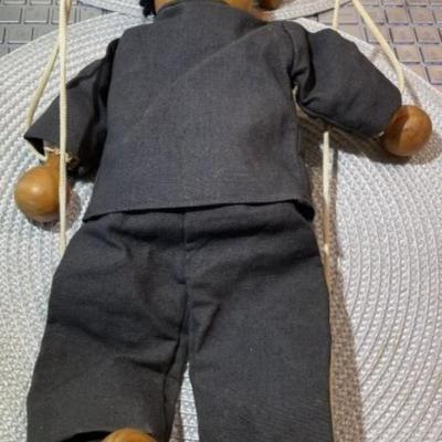 Handmade Original Rag Doll Marionette Puppet on Strings 15" Tall Preowned from an Estate.