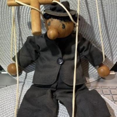 Handmade Original Rag Doll Marionette Puppet on Strings 15" Tall Preowned from an Estate.