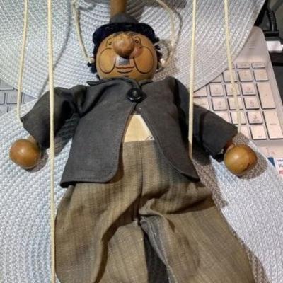 Handmade Original Rag Doll Marionette Puppet on Strings 15" Tall Preowned from an Estate.
