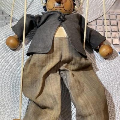 Handmade Original Rag Doll Marionette Puppet on Strings 15" Tall Preowned from an Estate.