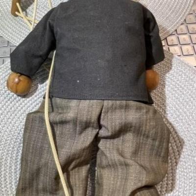 Handmade Original Rag Doll Marionette Puppet on Strings 15" Tall Preowned from an Estate.