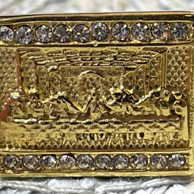 Men's Last Supper/Religious Ring Size-10 in New Never Worn Gold-Plated Over Brass/ Stainless Composition.