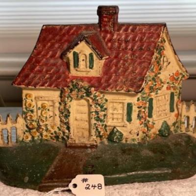 Victorian Era House Cast Iron Metal Door Stop in Good Preowned Condition 8" x 7".