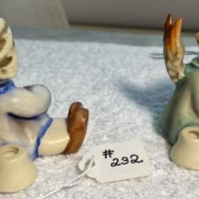Vintage HUMMEL #1/38/O & #1/39/O TMK-3 JOYOUS NEWS ANGEL CANDLEHOLDERS 2.50" Tall in Good Preowned Condition as Pictured.