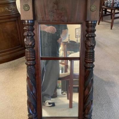 Large Victorian Era Hand Carved Wooden Mirror 38.5" Tall x 28" Wide 5" Deep Preowned from an Estate