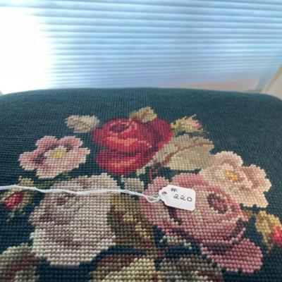 Vintage NEEDLEPOINT Foot Stool Preowned from an Estate 16" x 13" x 10.5" in Good Preowned Condition.