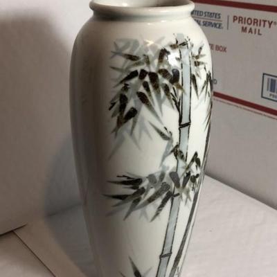 Vintage Japanese Bamboo Design Vase 9.75" Tall Preowned from an Estate as Pictured.