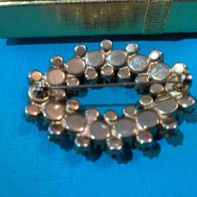 Vintage Aurora Borealis Pin 1.75" Wide in like New Preowned Condition as Pictured.