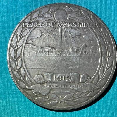 Very Rare 1919 Peace of Versailles American Numismatic Society WWI Silver Medal by Beach Only 113 Known & Struck in Silver