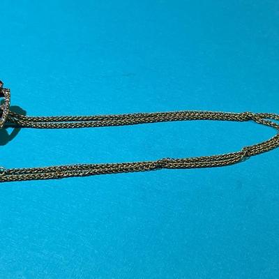 Vintage Christmas Sled Rhinestone Fashion Pin or Pendant on/24" Chain in VG Preowned Condition.