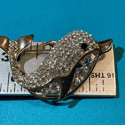 Vintage Gorgeous Crystal Dolphin Pin/Brooch in VG Preowned Condition as Pictured.