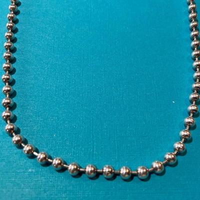 Vintage 30" Sterling Silver Milor Bead Heavy Necklace 45.8 Grams in VG Preowned Condition.