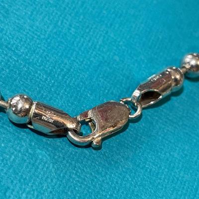 Vintage 30" Sterling Silver Milor Bead Heavy Necklace 45.8 Grams in VG Preowned Condition.