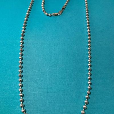 Vintage 30" Sterling Silver Milor Bead Heavy Necklace 45.8 Grams in VG Preowned Condition.