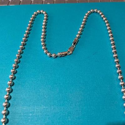 Vintage 30" Sterling Silver Milor Bead Heavy Necklace 45.8 Grams in VG Preowned Condition.